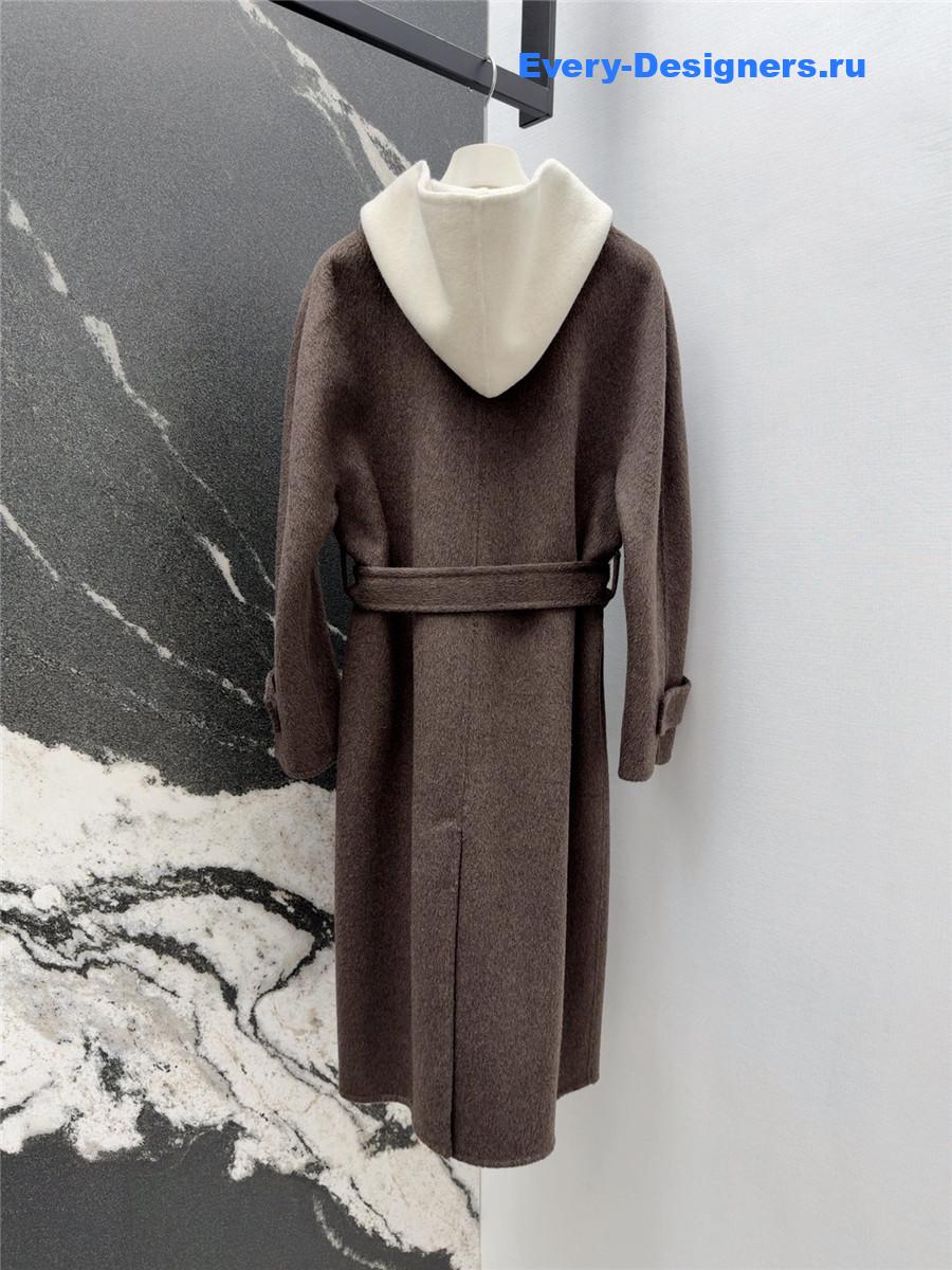 Max Mara Brown Hooded Double Coat