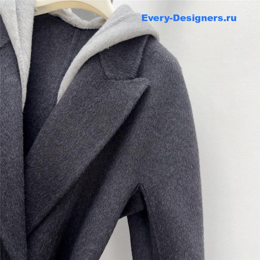 Max Mara Grey Hooded Double Coat