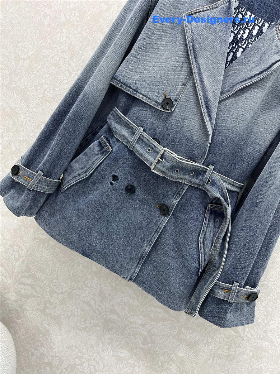 D10r double-breasted belted denim jacket
