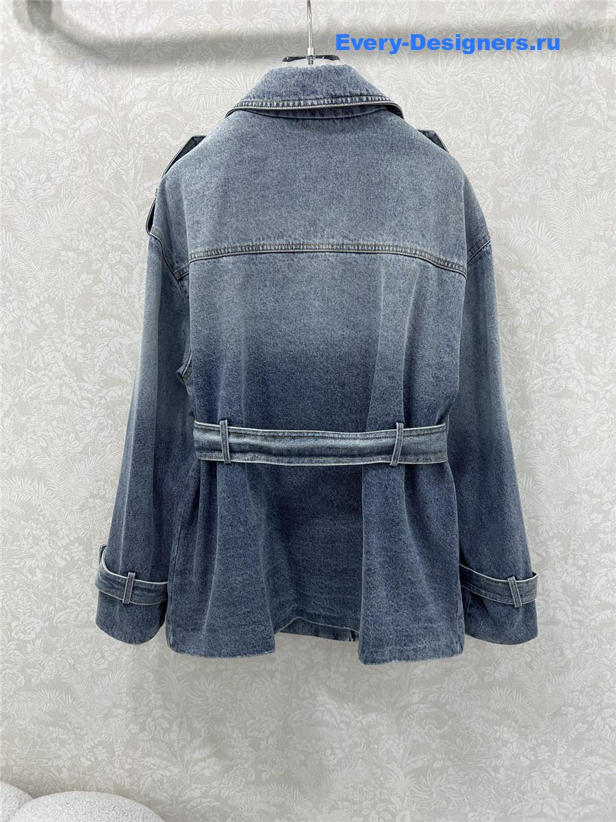 D10r double-breasted belted denim jacket