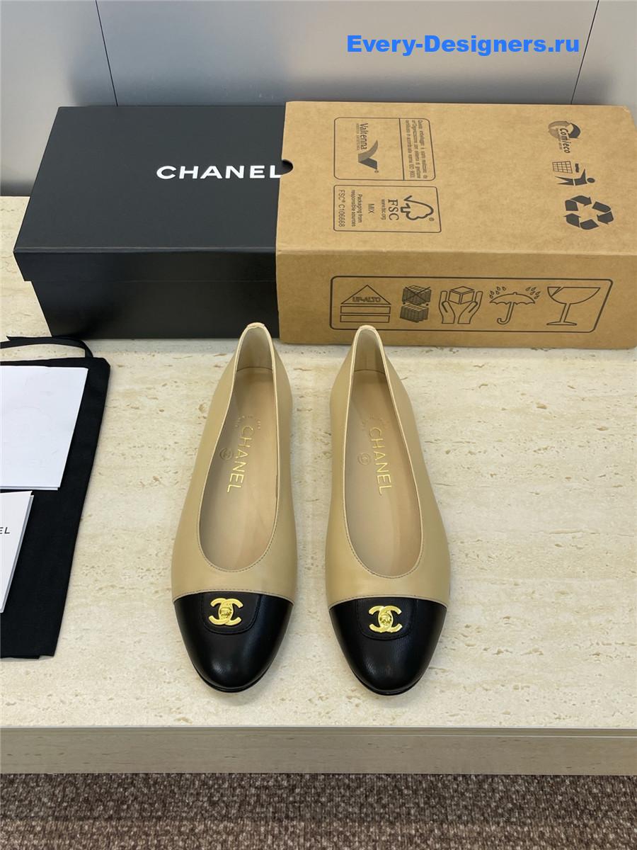 Ch**el beige lambskin ballet flats