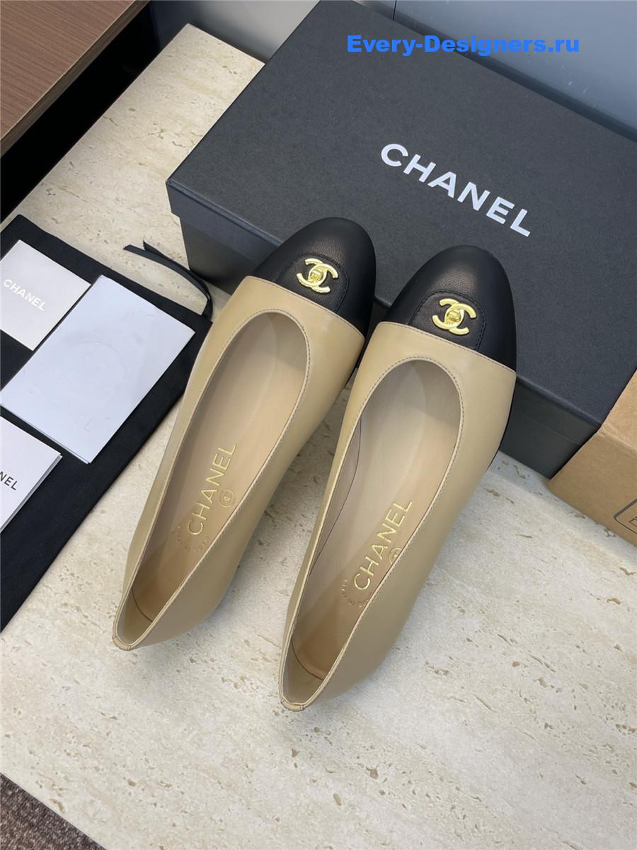 Ch**el beige lambskin ballet flats