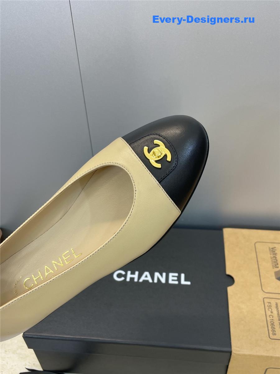 Ch**el beige lambskin ballet flats