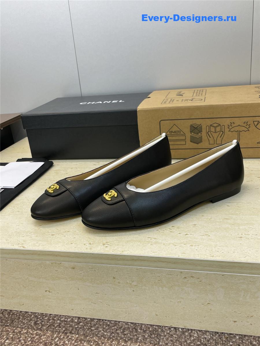 Ch**el black lambskin ballet flats