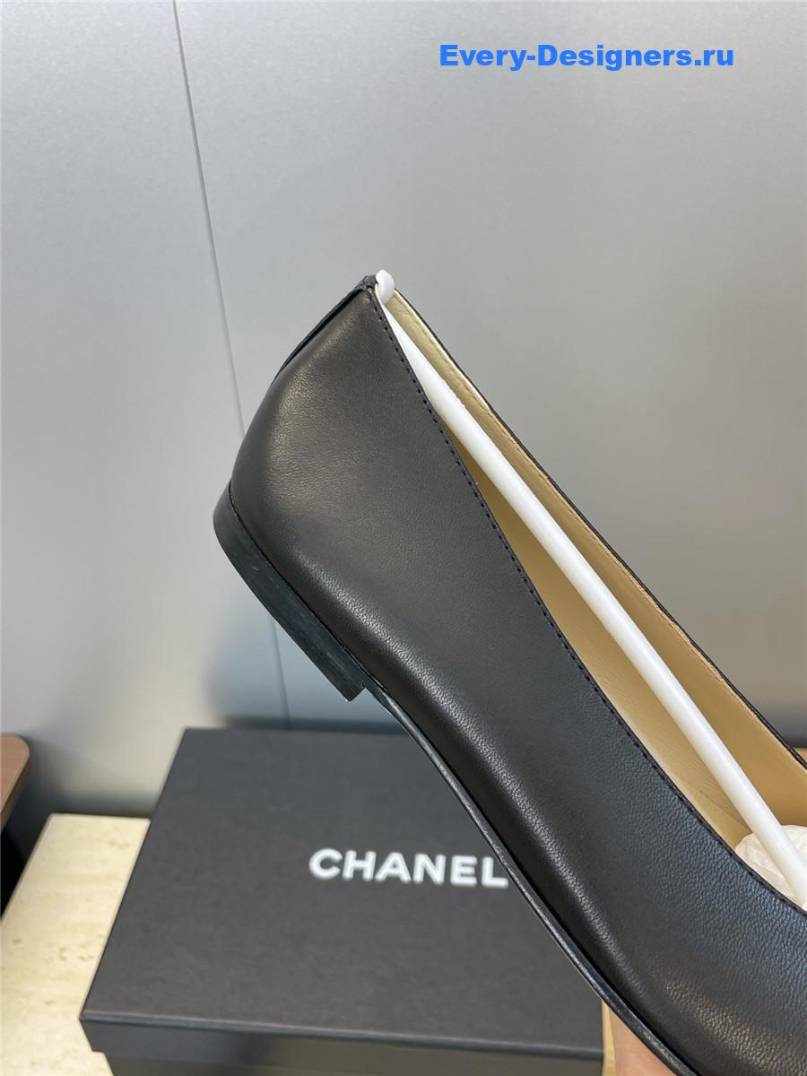 Ch**el black lambskin ballet flats