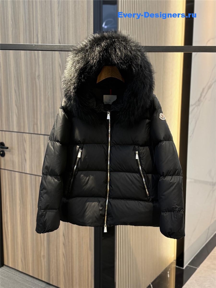 Moncler Black Laichefur Hooded Parka Coat