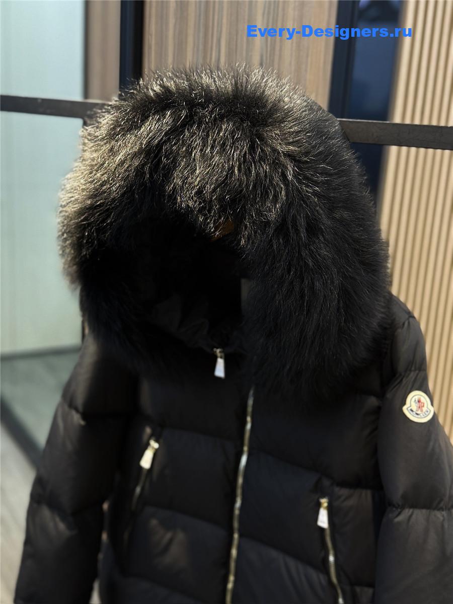 Moncler Black Laichefur Hooded Parka Coat