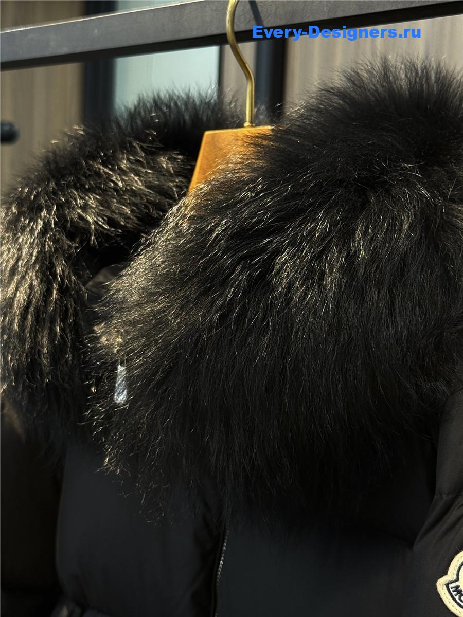 Moncler Black Laichefur Hooded Parka Coat