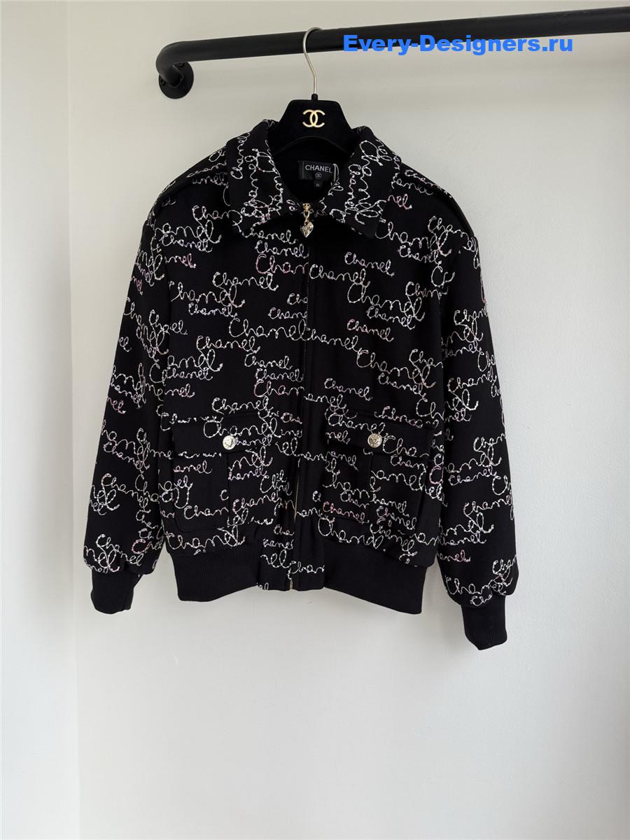 Ch**el multicolor embroidered wool crepe blouson