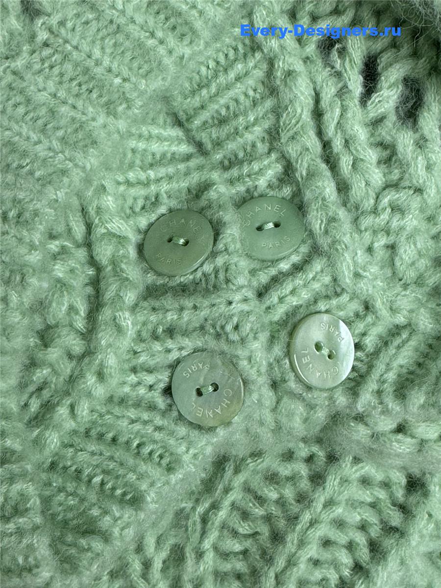 Ch**el light green bow knit dress