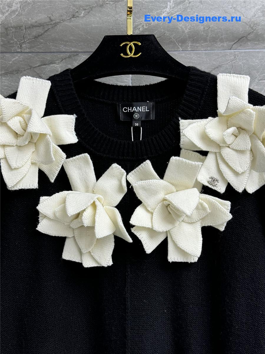 Ch**el white camellia flowers sweater dress