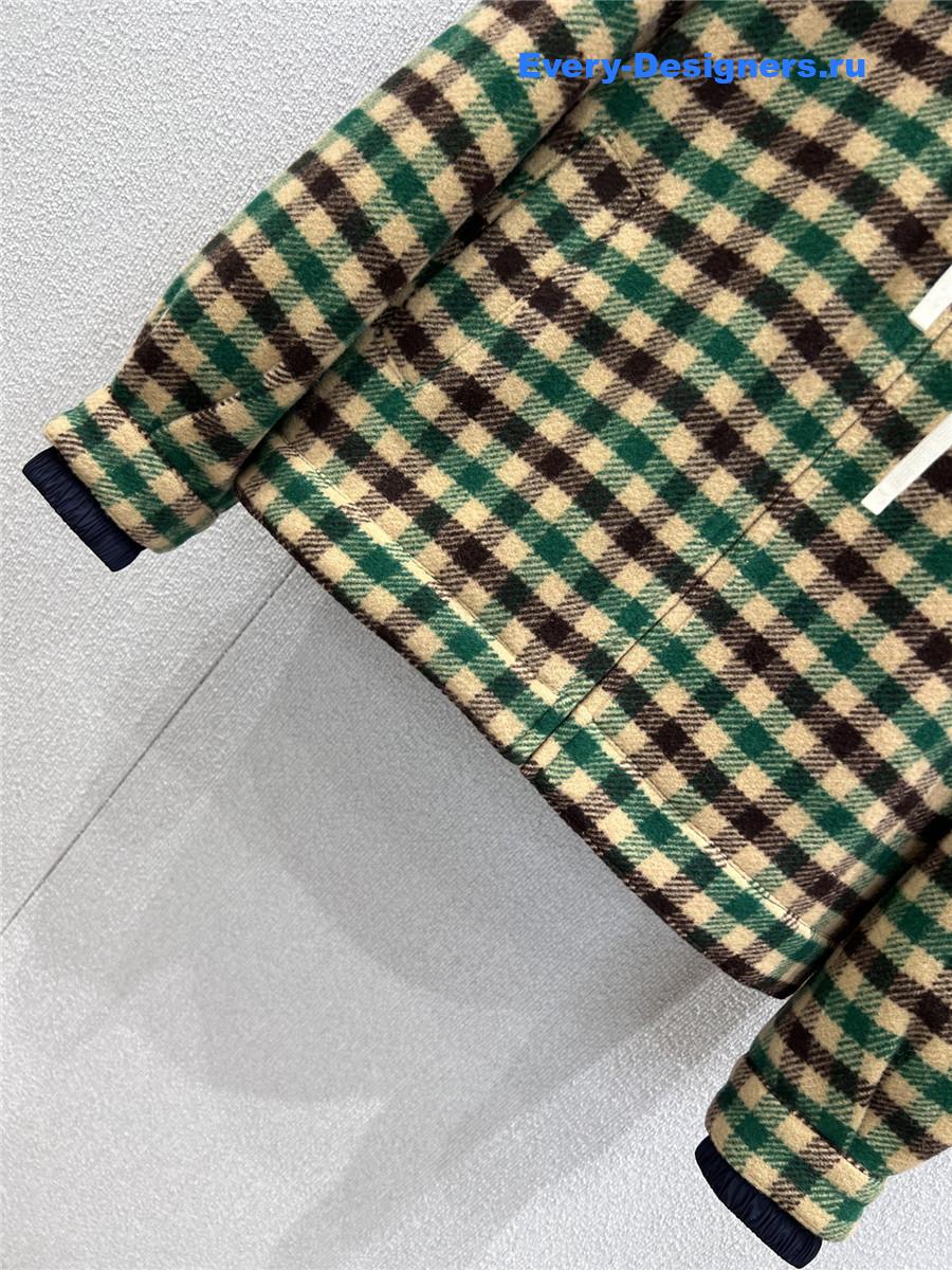 Miu Miu Green Gingham-check Hooded Jacket