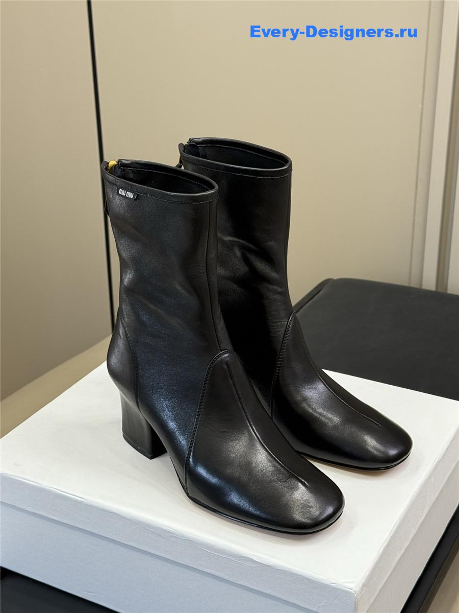 Miu Miu Black Nappa Leather Booties