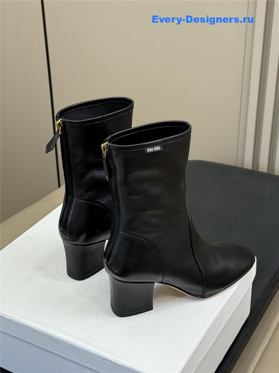 Miu Miu Black Nappa Leather Booties