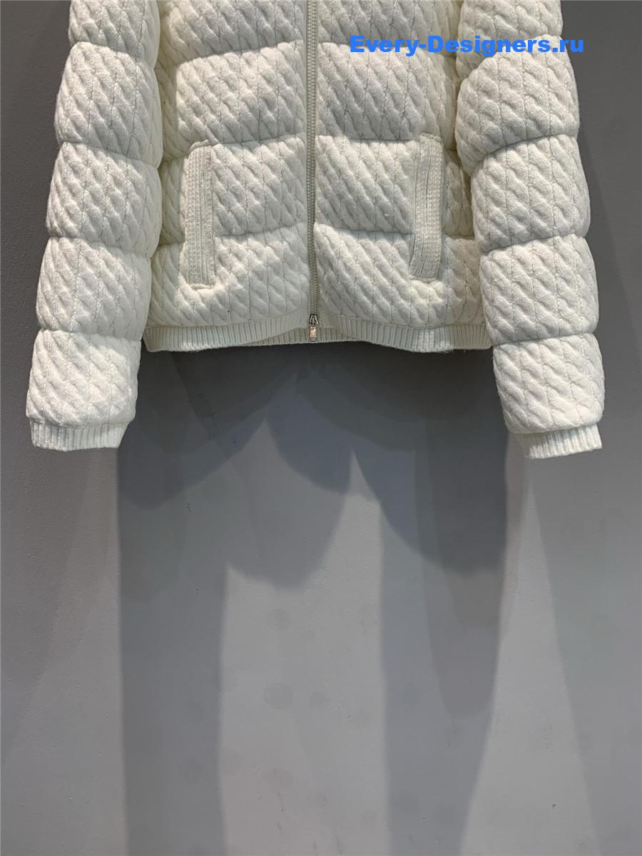 Moncler White Padded Wool & Cotton Zip-Up Cardigan