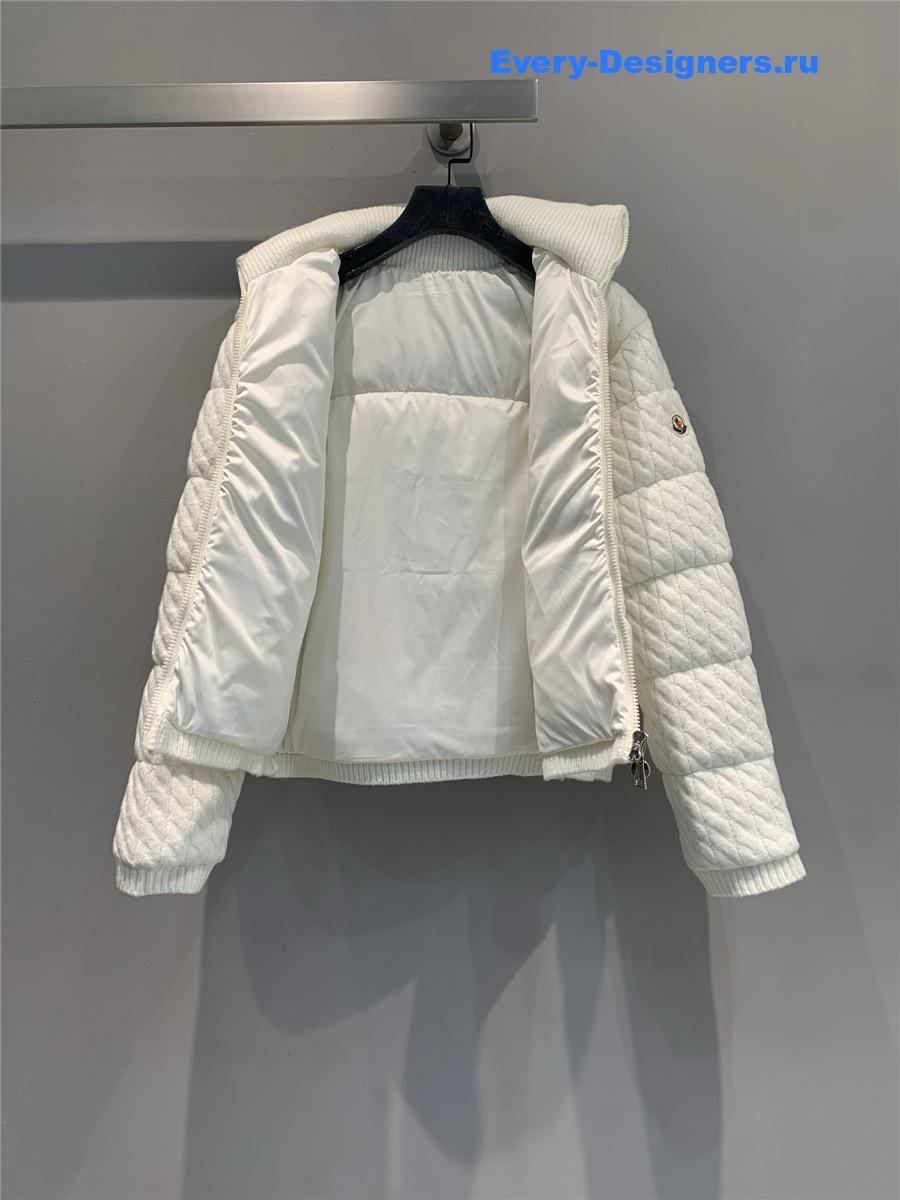Moncler White Padded Wool & Cotton Zip-Up Cardigan
