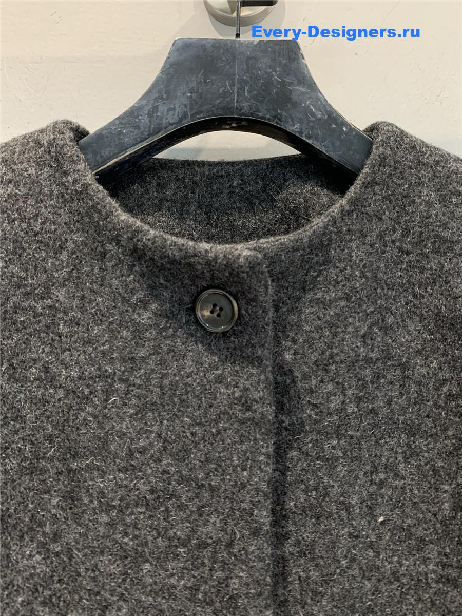Miu Miu Dark Grey Wool Crew Neck Coat