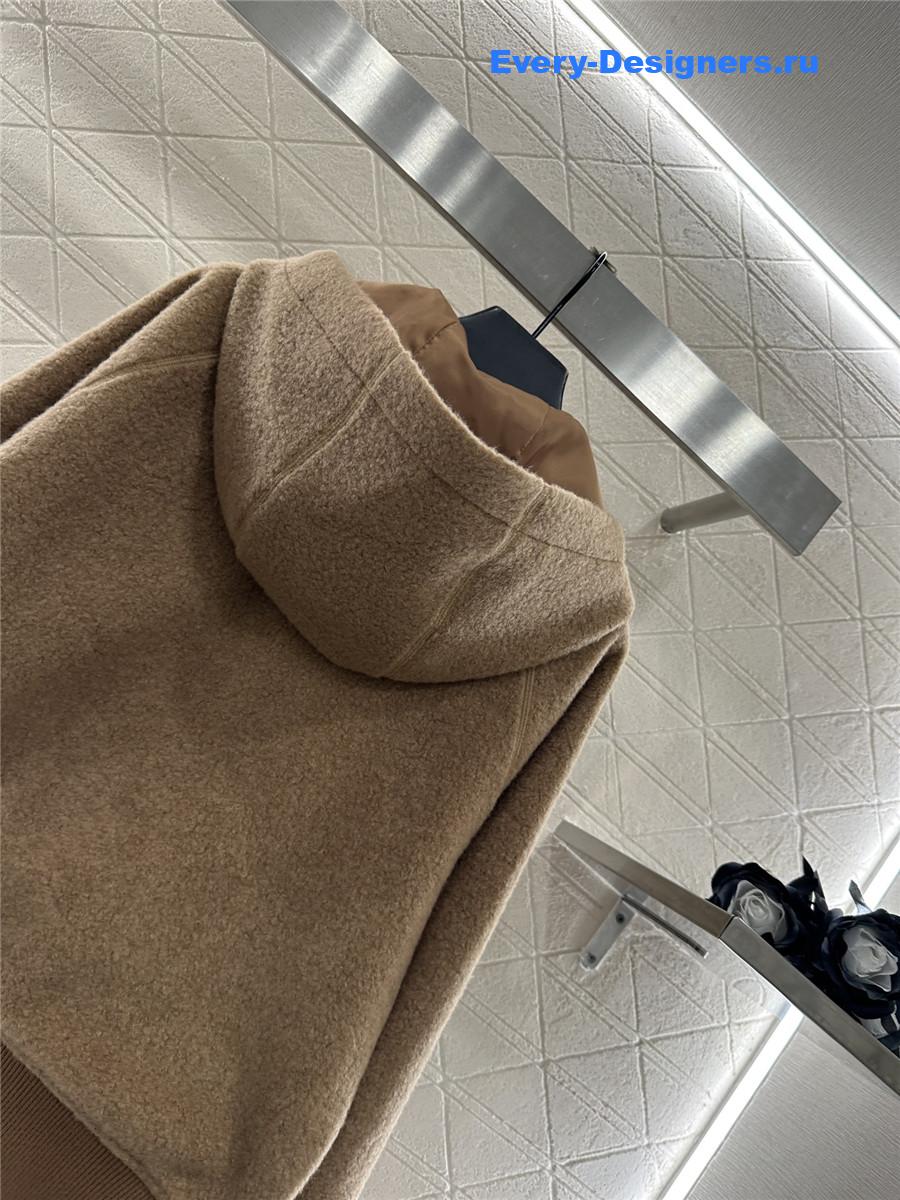 Miu Miu Hooded Drawstring Lambswool Zip-up Jacket