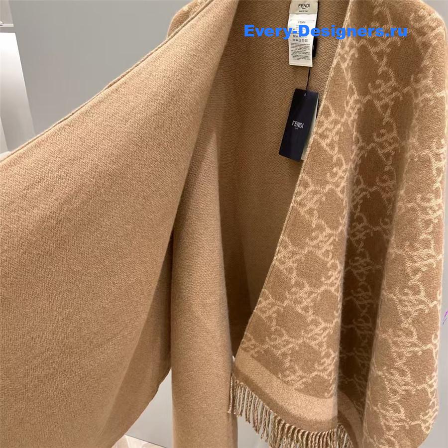 F**di camel ff jacquard wool cape