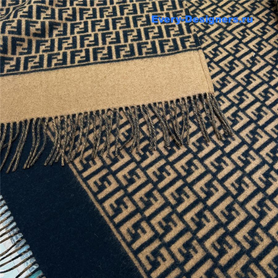 F**di brown wool cashmere poncho