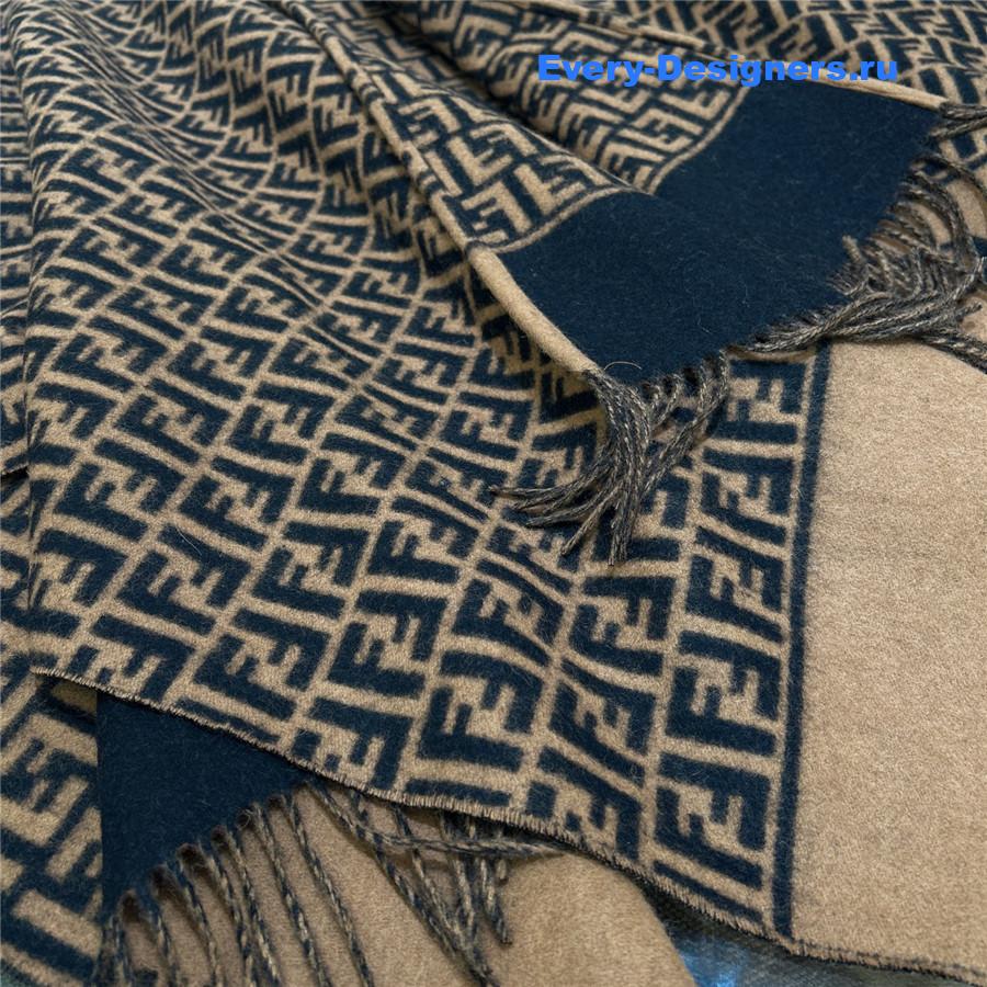 F**di brown wool cashmere poncho