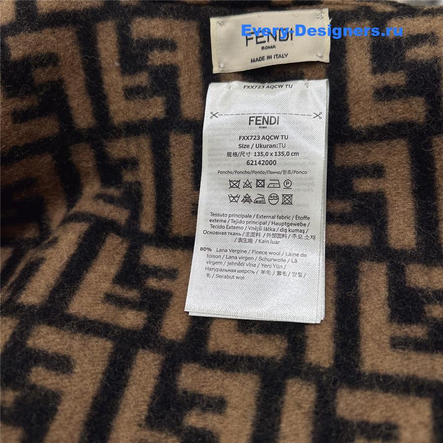 F**di brown wool cashmere poncho