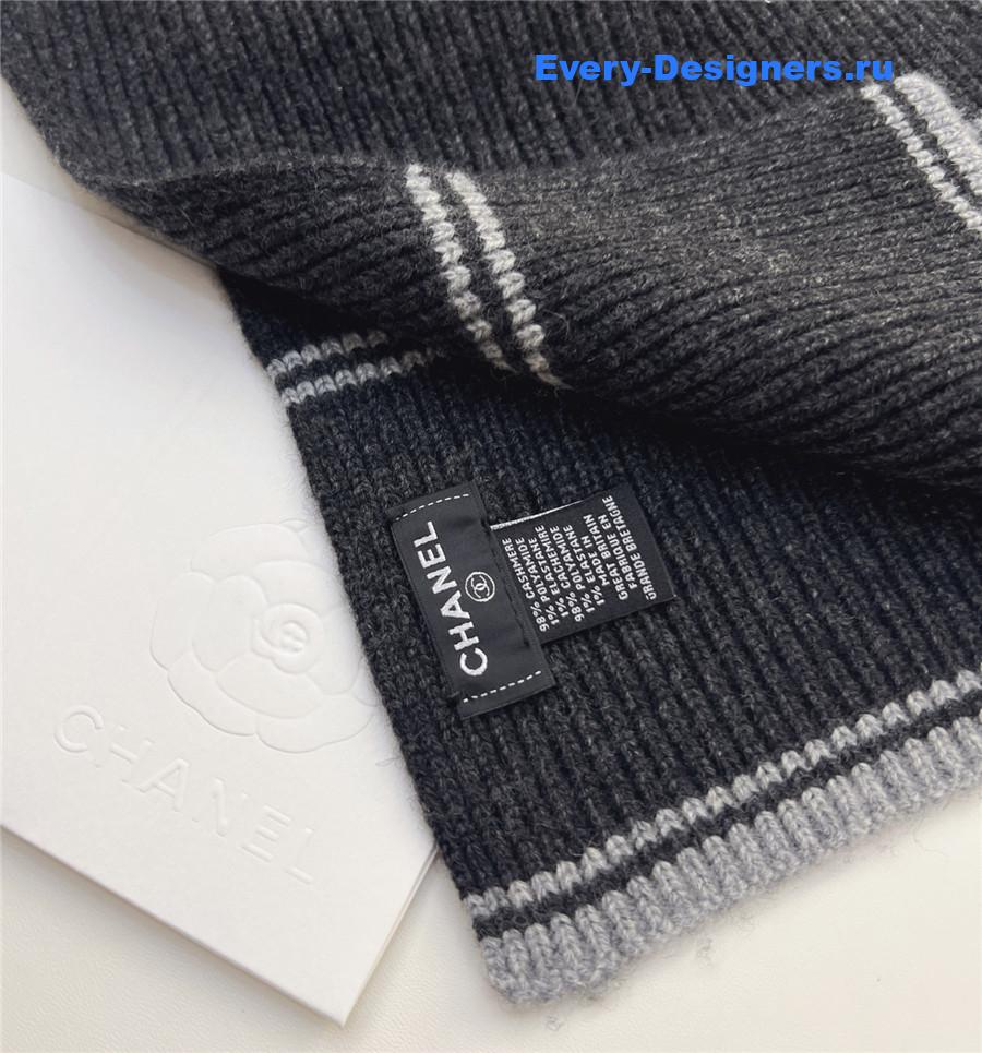 Ch**el dark grey logo cashmere scarf