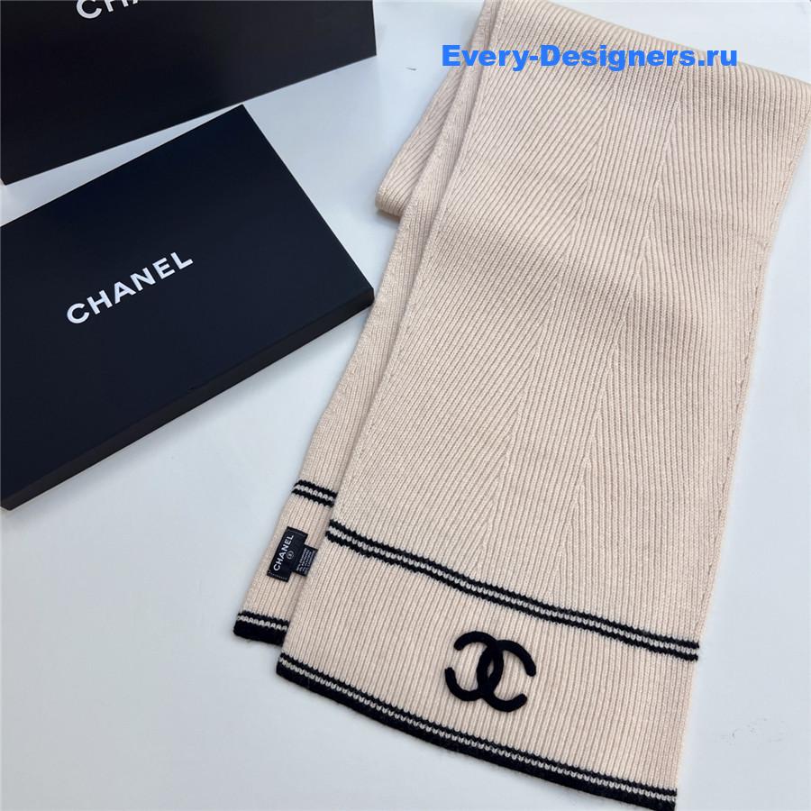 Ch**el beige logo cashmere scarf