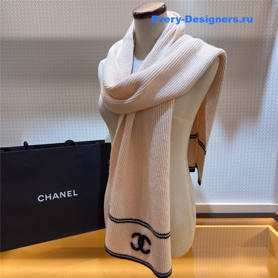 Ch**el beige logo cashmere scarf