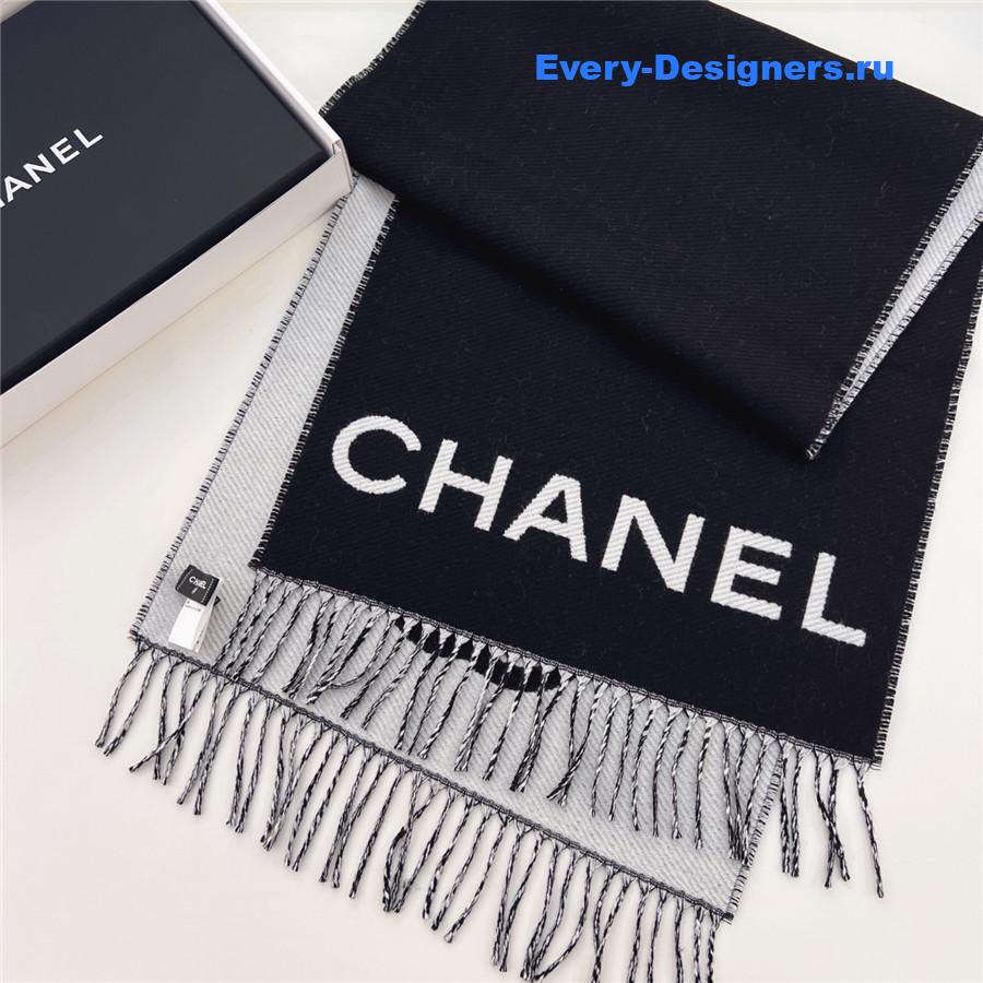 Ch**el black logo cashmere scarf