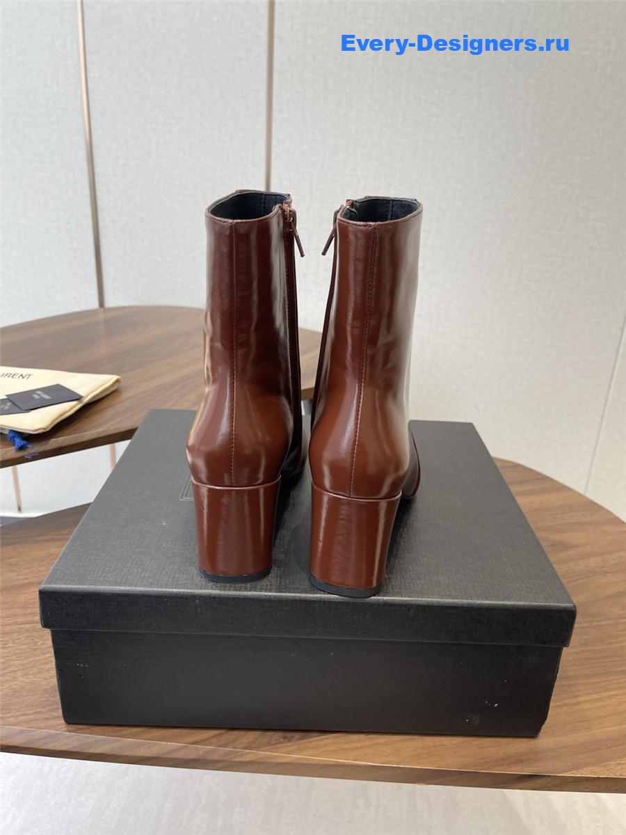 Sa1nt Lau*nt rainer brown waxed leather boots