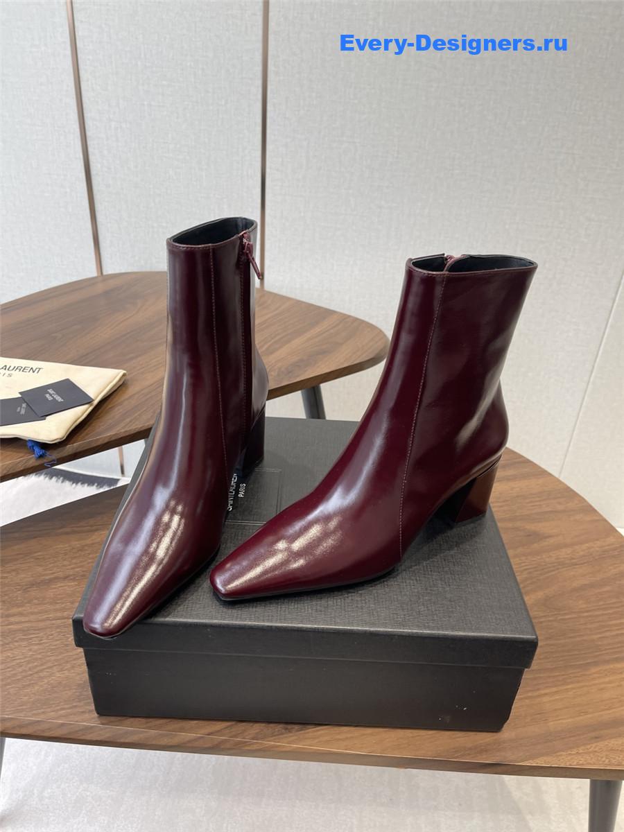 Sa1nt Lau*nt rainer burgundy waxed leather boots