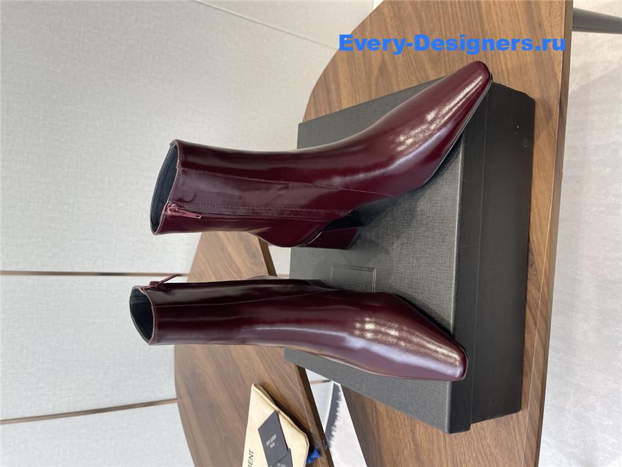 Sa1nt Lau*nt rainer burgundy waxed leather boots