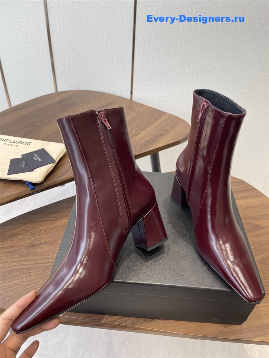Sa1nt Lau*nt rainer burgundy waxed leather boots