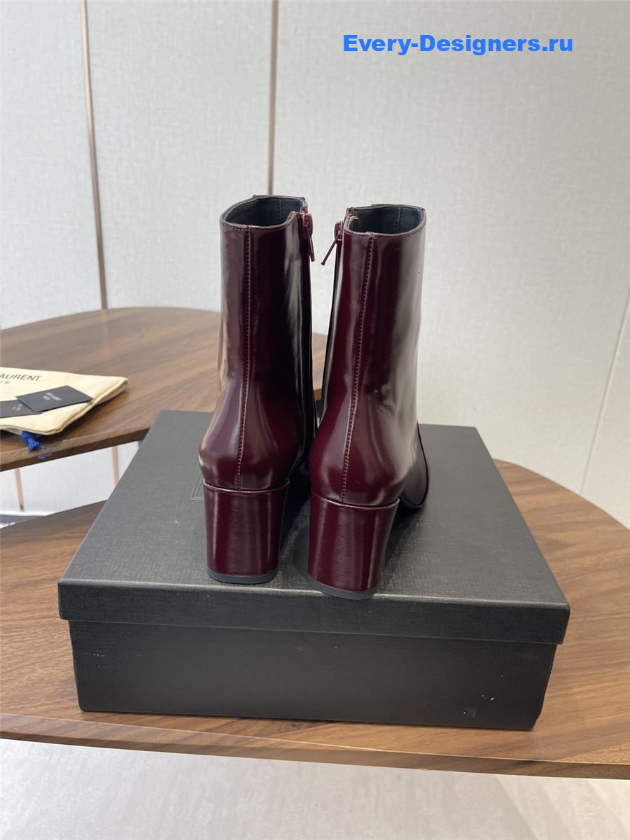 Sa1nt Lau*nt rainer burgundy waxed leather boots