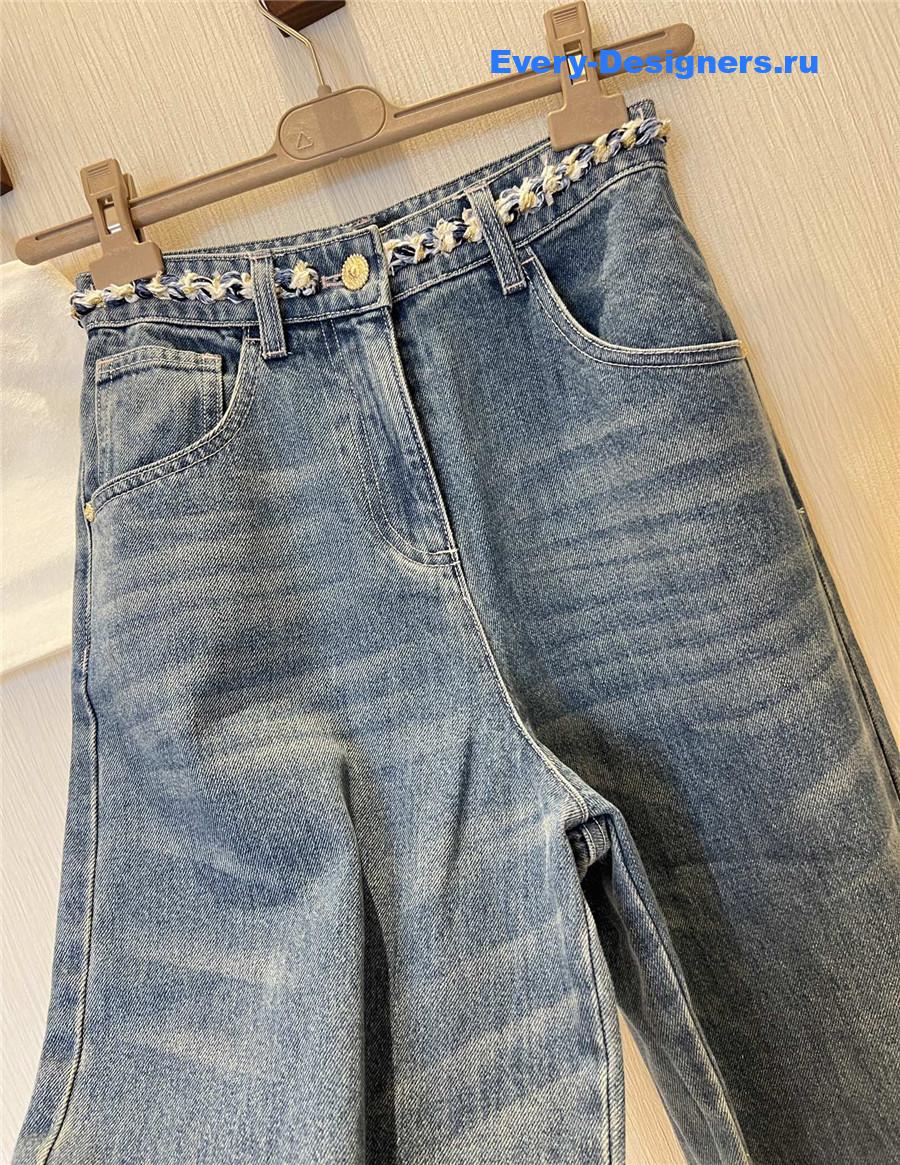 Ch**el high rise woven wide leg jeans