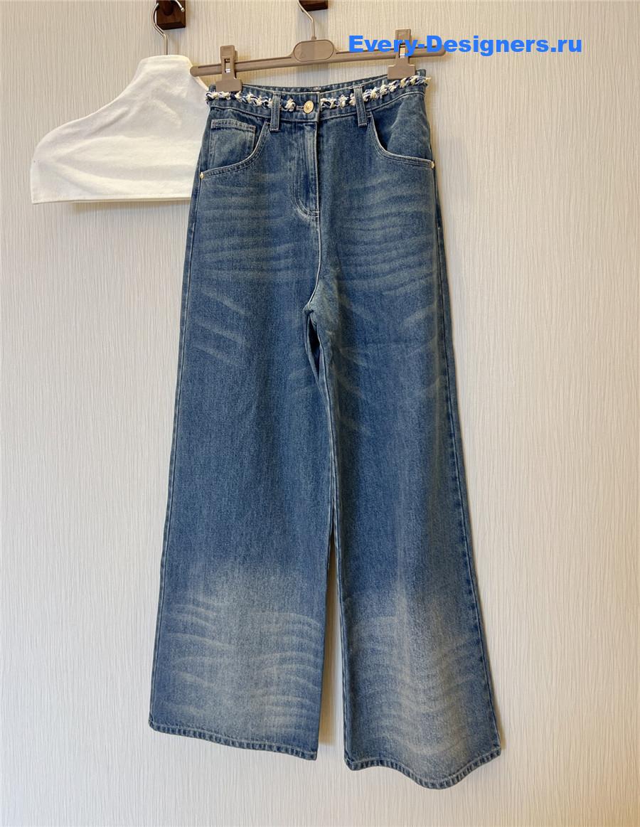 Ch**el high rise woven wide leg jeans