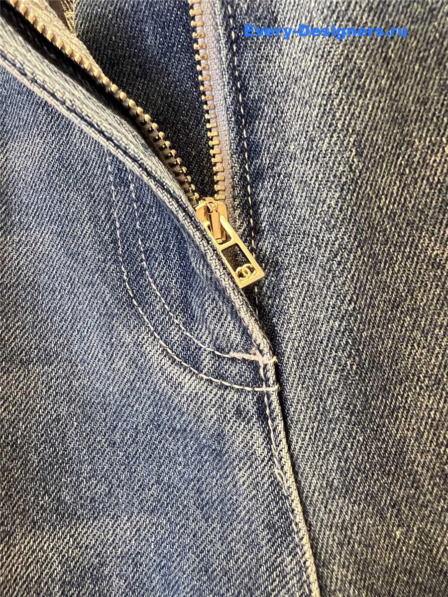 Ch**el high rise woven wide leg jeans