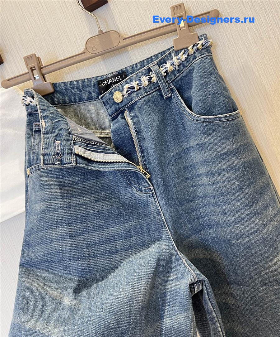 Ch**el high rise woven wide leg jeans