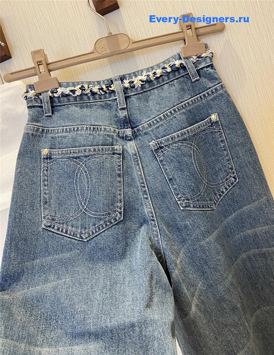 Ch**el high rise woven wide leg jeans