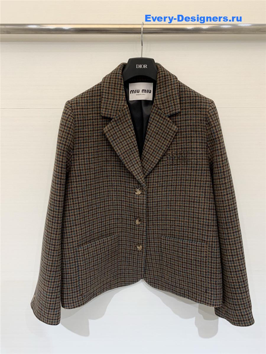 Miu Miu Houndstooth Wool Blazer