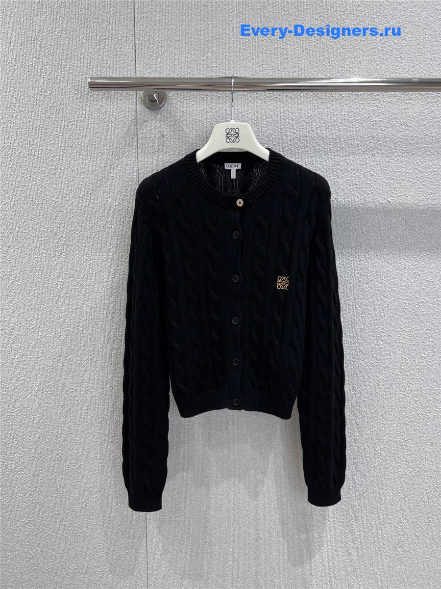 L0ew* black cotton logo cardigan
