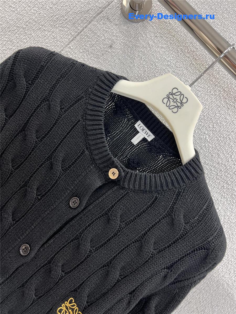L0ew* black cotton logo cardigan