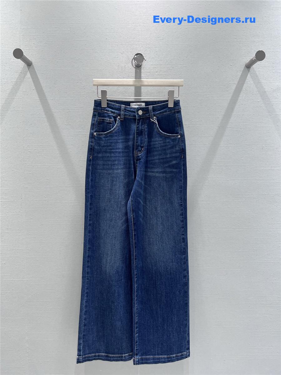 Ch**el blue women denim wide leg pants