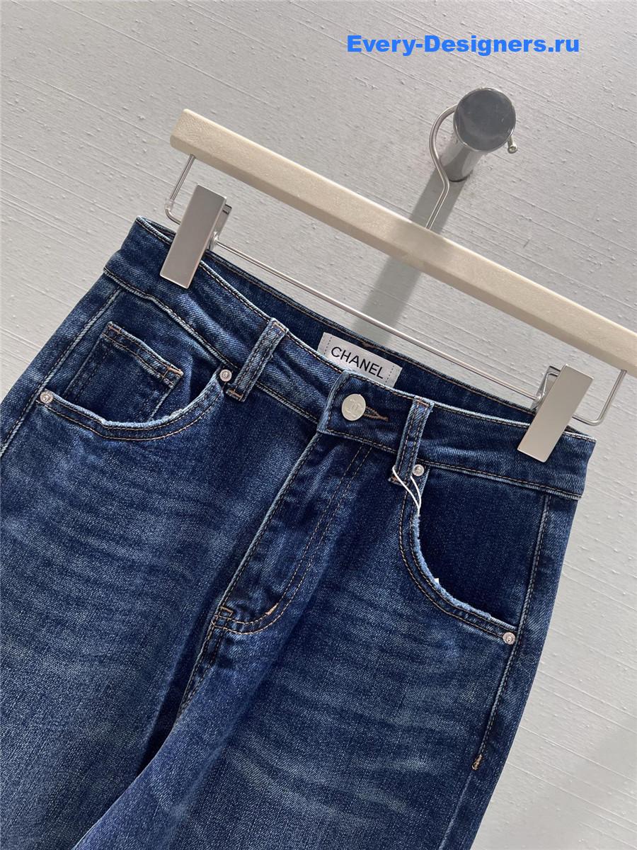 Ch**el blue women denim wide leg pants