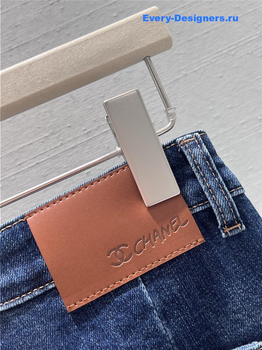 Ch**el blue women denim wide leg pants