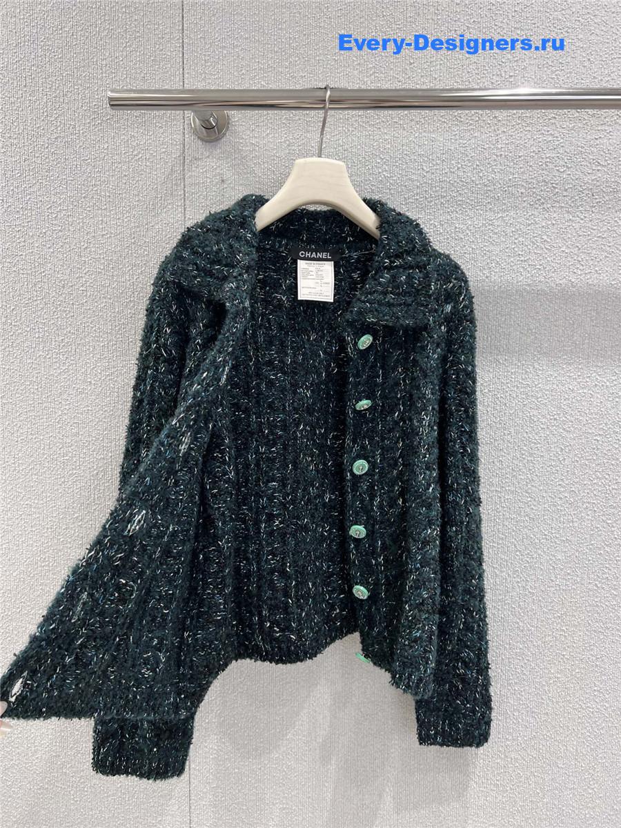 Ch**el green cashmere knit cardigan