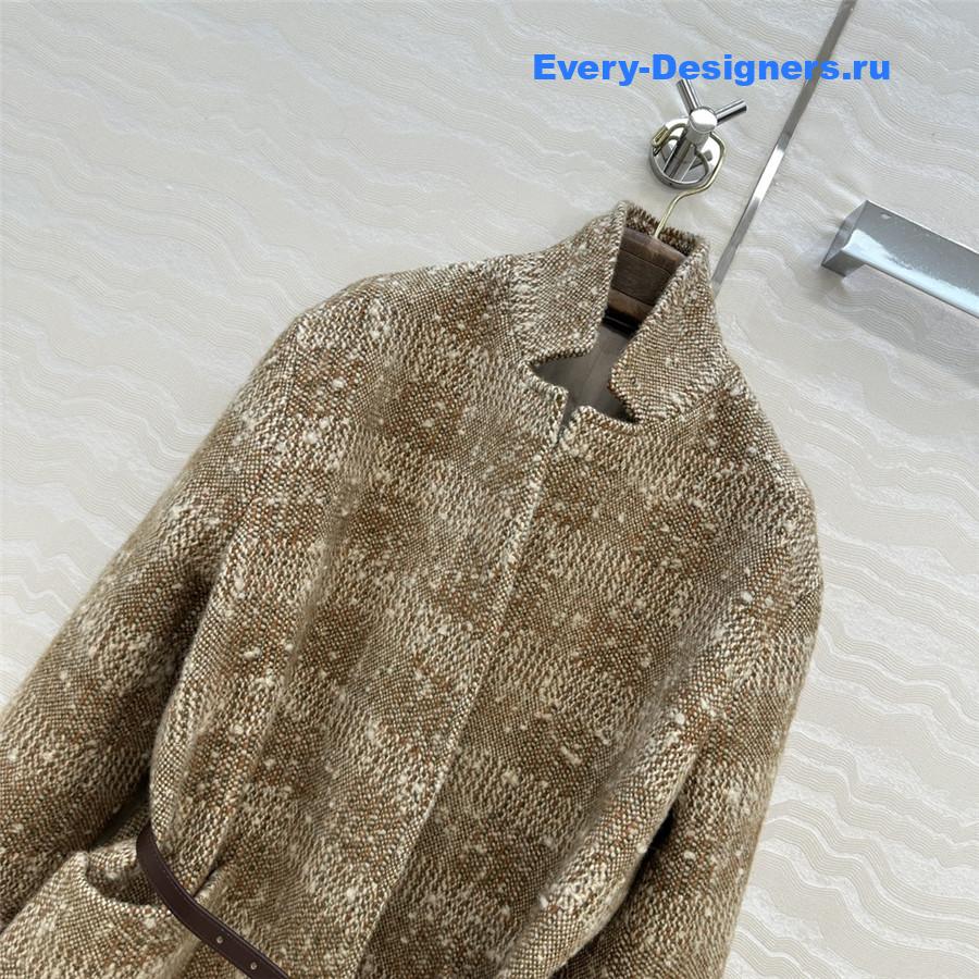 L0r0 P1ana brown wool tweed check coat
