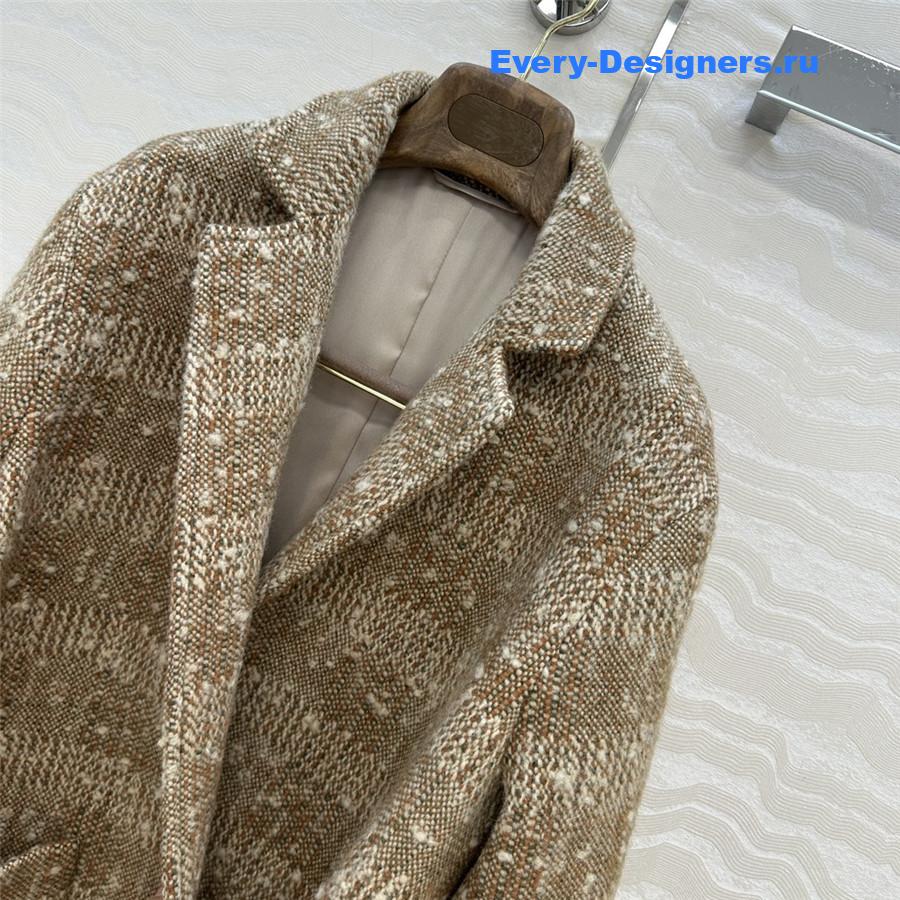 L0r0 P1ana brown wool tweed check coat