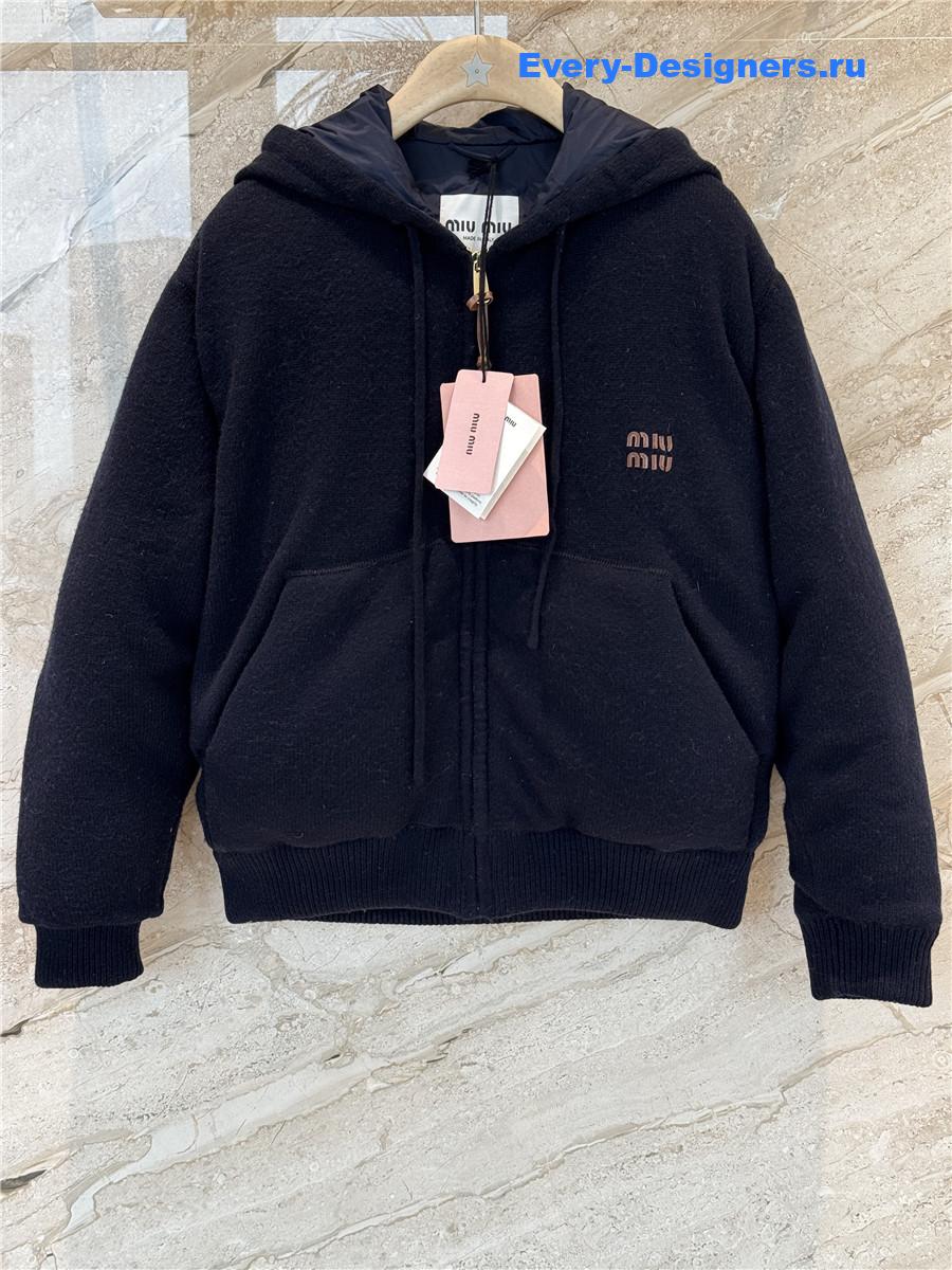 Miu Miu Navy Logo Hoodie